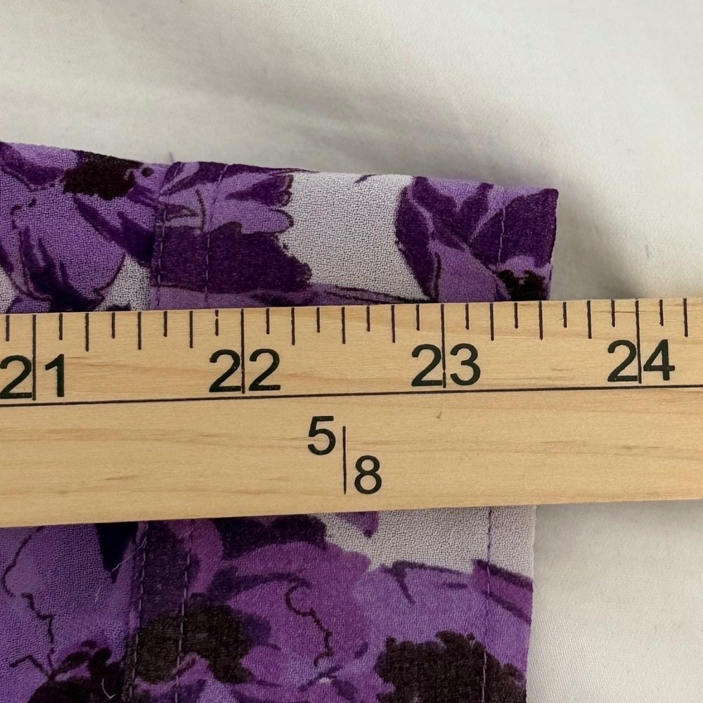 Banana Republic Purple Boho Poppy Floral Chiffon Blouse Sheer Top Tie Bow Size 6 - Picture 9 of 9